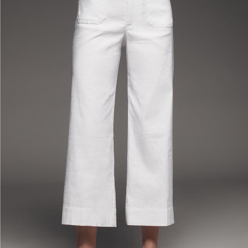 White Wide-Leg Cropped Pants